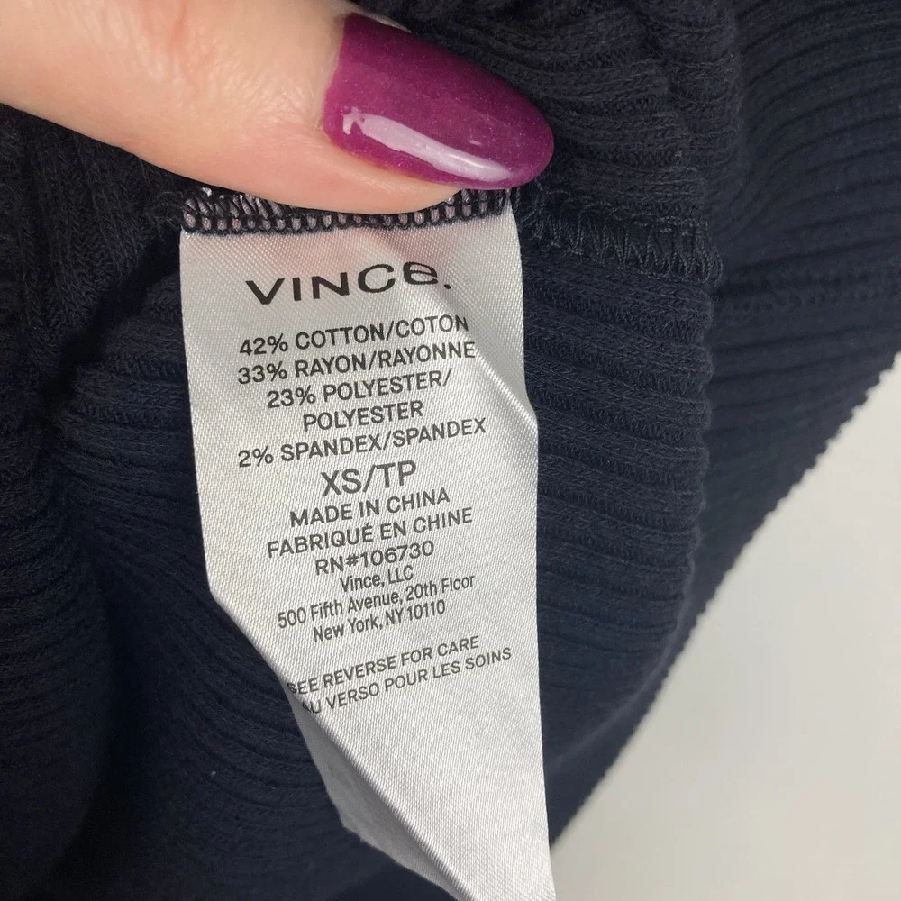 Vince NWT Navy Blue Ribbed Fitted Pencil Midi Skirt Office V566583114 sz‎ XS